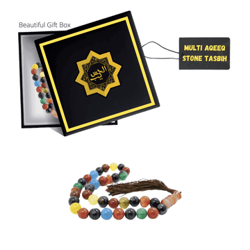 high quality Multi-Color Aqeeq Stone Tasbih - 33 Beads by Al Haseeb Islamic Mart alhaseeb.pk