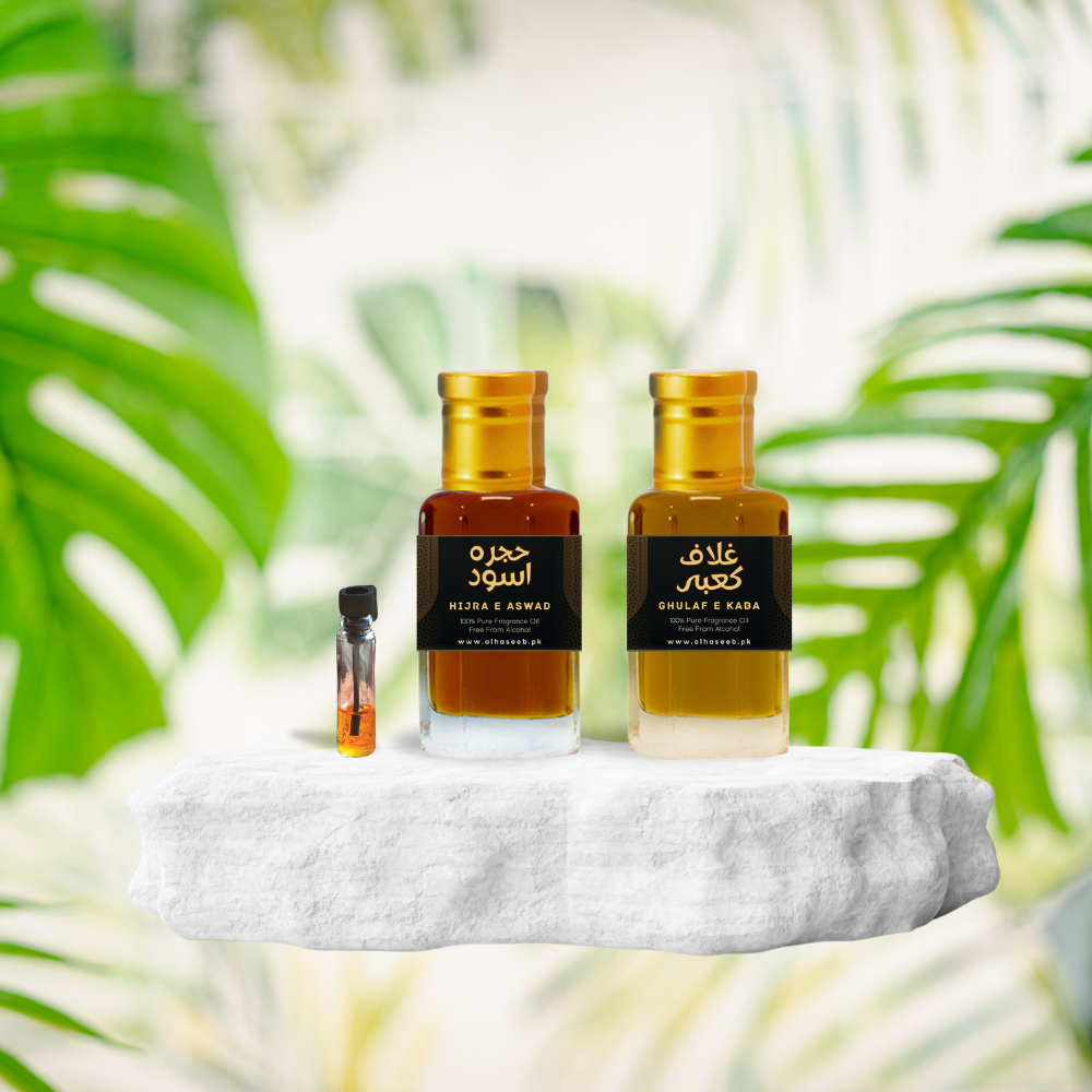 high quality Pack of 2 Attars (Hijra-e-Aswad & Ghulaf-e-Kaaba) & 33 Beads Tasbih Fragrance Oil by Al Haseeb Islamic Mart alhaseeb.pk