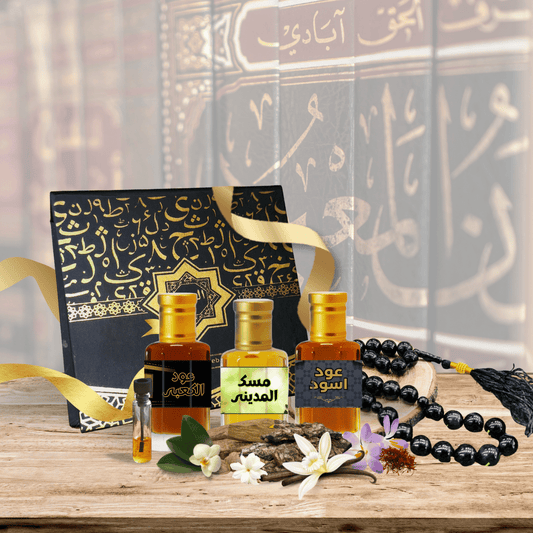high quality Pack of 3 Attars (Musk Al Madina, Oud Al Kabbah & Oud Al Aswad) by Al Haseeb Islamic Mart alhaseeb.pk