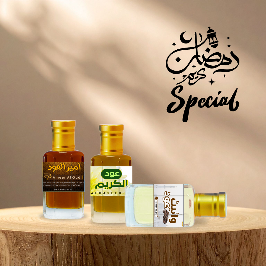 high quality 3 Top Selling Ouds (White Oud, Ameer Al Oud & Oud Al Karim) Ramadan Special Fragrance Oil by Al Haseeb Islamic Mart alhaseeb.pk