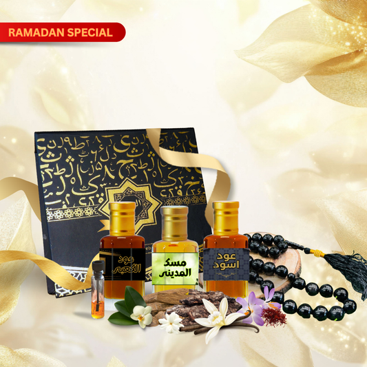high quality Pack of 3 Attars (Musk Al Madina, Oud Al Kabbah & Oud Al Aswad) & Tasbih 12ml Each by Al Haseeb Islamic Mart alhaseeb.pk