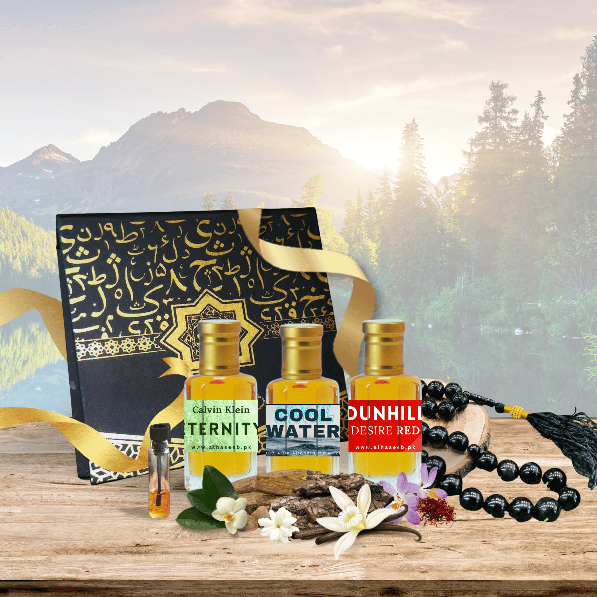 high quality Pack of 3 Fragrances (Cool Water, Dunhill Red & Eternity) Fragrance Oil by Al Haseeb Islamic Mart alhaseeb.pk