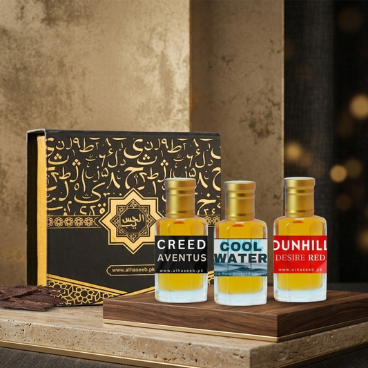 Pack of 3 Attars (Creed Aventus, Dunhill Red & Cool Water)  Al Haseeb Islamic Mart Fragrance Oil