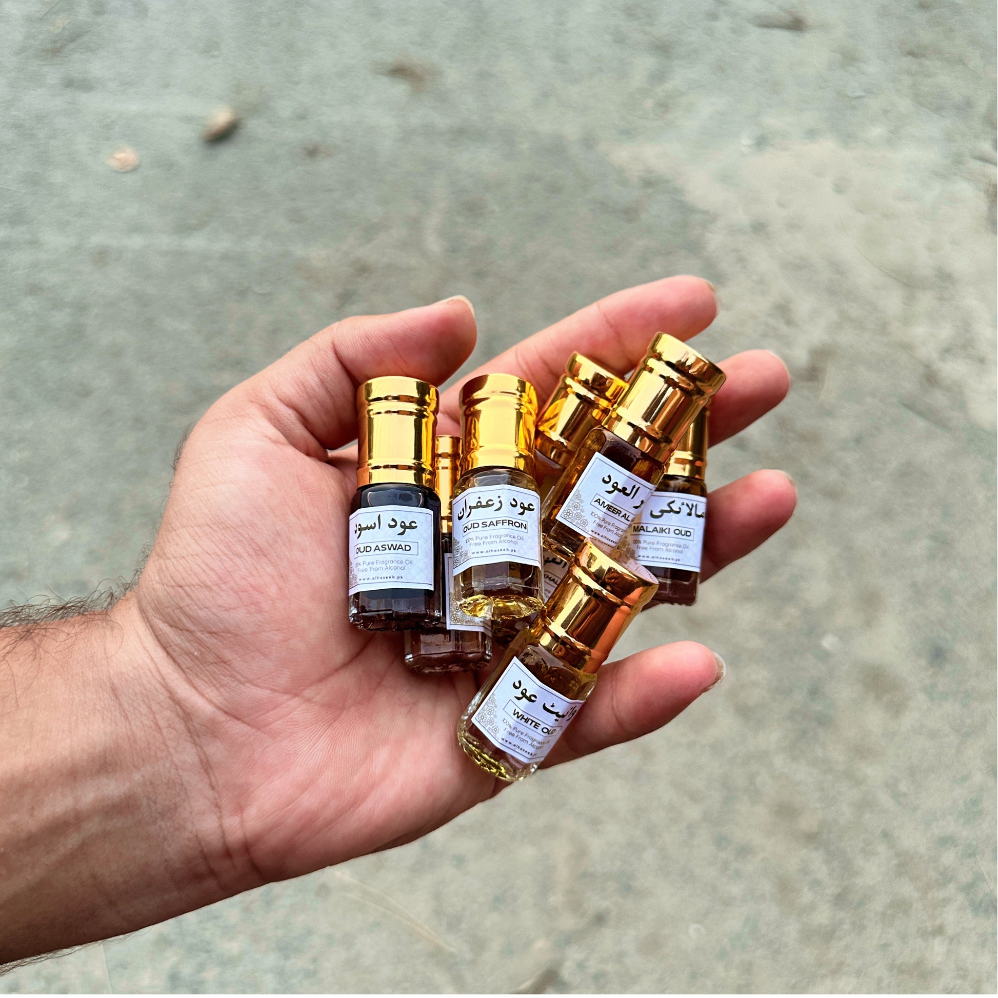 high quality 8 Ouds 3ml Each (White Oud, Ameer Al Oud, Oud Aswad, Oud Isphahan, Oud Saffron, Oud Malaiki, Mukhalat Oud, and Oud Ibrahim) Fragrance Oil by Al Haseeb Islamic Mart alhaseeb.pk