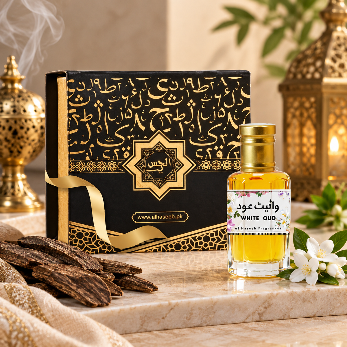 White Oud Attar واٸٹ عود luxurious amber woody fragrance oil by AlHaseeb.pk