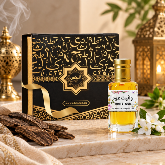 White Oud Attar واٸٹ عود luxurious amber woody fragrance oil by AlHaseeb.pk