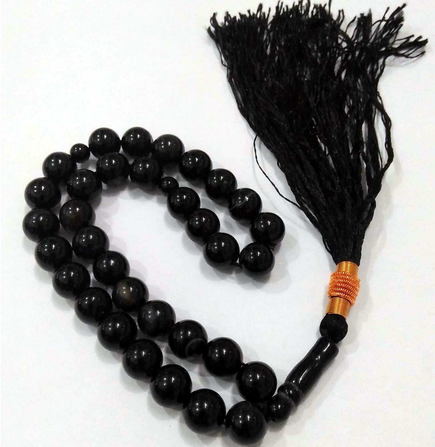 Black Sulemani Aqeeq Stone Tasbih - 33 Beads Al Haseeb Islamic Mart