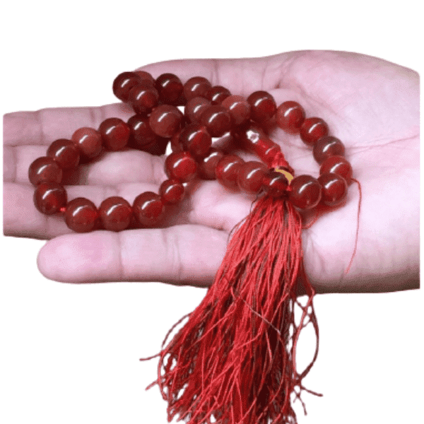 high quality Red Sulemani Aqeeq Stone Tasbih - 33 Beads by Al Haseeb Islamic Mart alhaseeb.pk