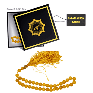 high quality Yellow Sulemani Aqeeq Stone Tasbih - 33 Beads by Al Haseeb Islamic Mart alhaseeb.pk